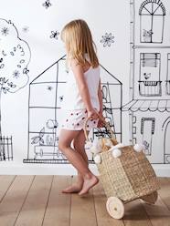Toys-Wicker Shopping Basket with Castors