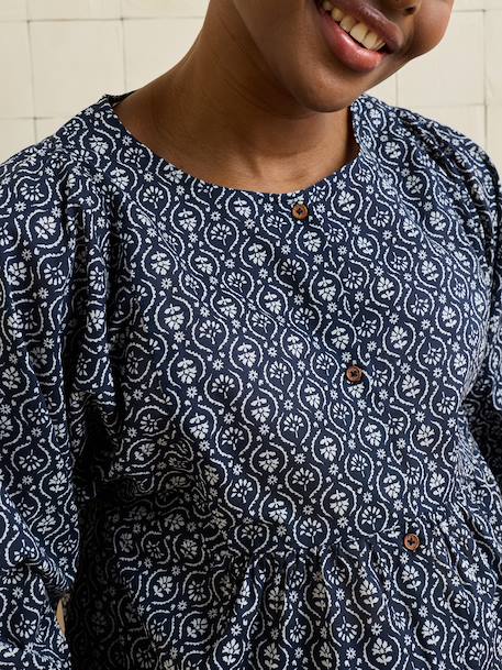 Balloon sleeve nursing blouse navy blue 