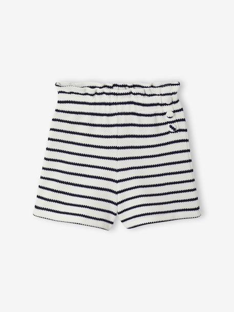 Fancy Knit T-Shirt & Shorts Set for Girls ecru+rose 