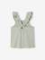 Girl's tank top with frilled straps ecru+sage green 