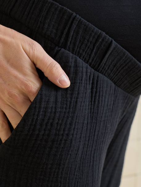 Cotton gauze maternity trouser black 
