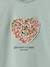 Girl's short-sleeved t-shirt with romantic pattern and frill detail ecru+navy blue+rose+sage green 