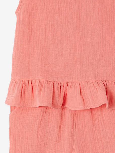Set of blouse and frilled trousers coral 