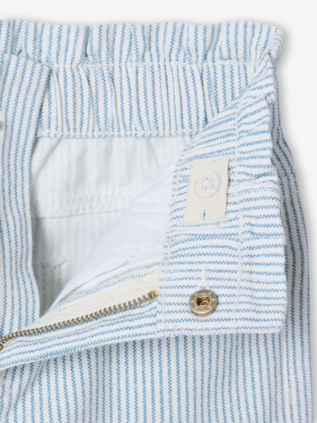 Girls' cotton bermuda shorts striped blue 