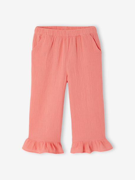 Set of blouse and frilled trousers coral 