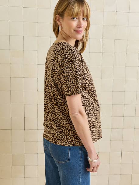 Organic Cotton* T-Shirt with Slogan, for Maternity cappuccino+ecru+khaki 