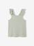 Girl's tank top with frilled straps ecru+sage green 