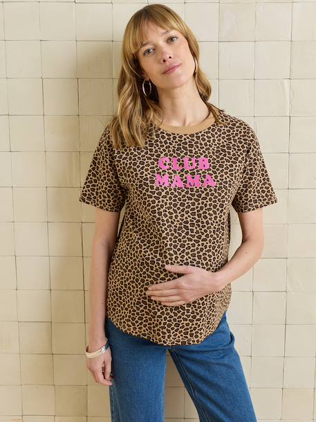 Organic Cotton* T-Shirt with Slogan, for Maternity cappuccino+ecru+khaki 