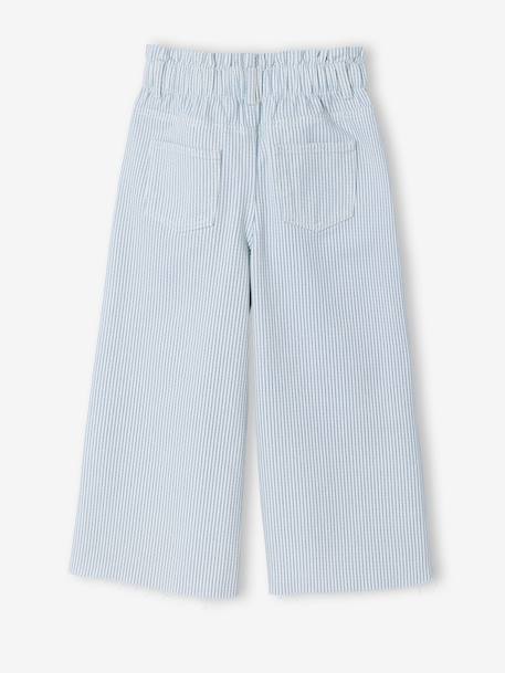 Girls' cotton bermuda shorts striped blue 