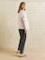 Short-sleeved maternity t-shirt with embroidery ecru 