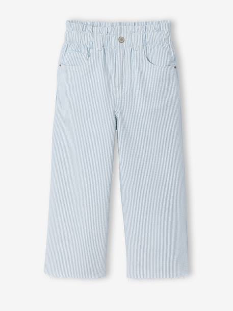 Girls' cotton bermuda shorts striped blue 