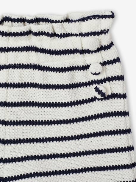 Fancy Knit T-Shirt & Shorts Set for Girls ecru+rose 