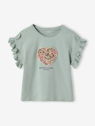 Girls-Girl's short-sleeved t-shirt with romantic pattern and frill detail