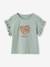 Girl's short-sleeved t-shirt with romantic pattern and frill detail ecru+navy blue+rose+sage green 