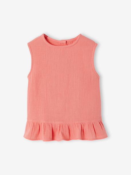 Set of blouse and frilled trousers coral 
