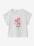 Girl's short-sleeved t-shirt with romantic pattern and frill detail ecru+navy blue+rose+sage green 