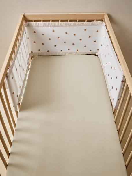 Breathable HEARTS Cot Bumper camel 
