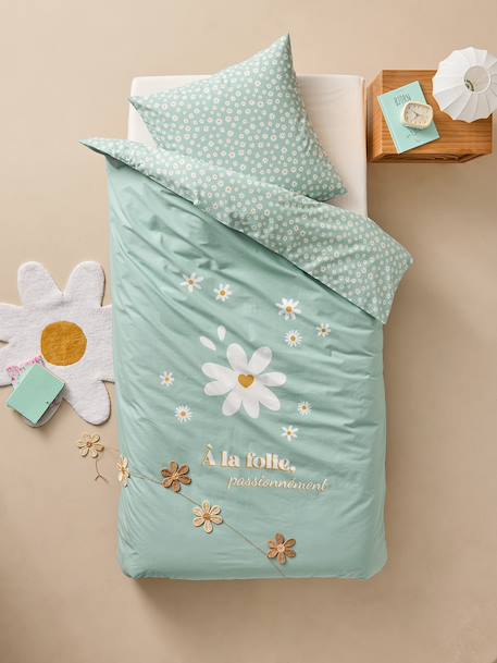 Duvet Cover & Pillowcase Set for Children, MARGUERITE printed blue 