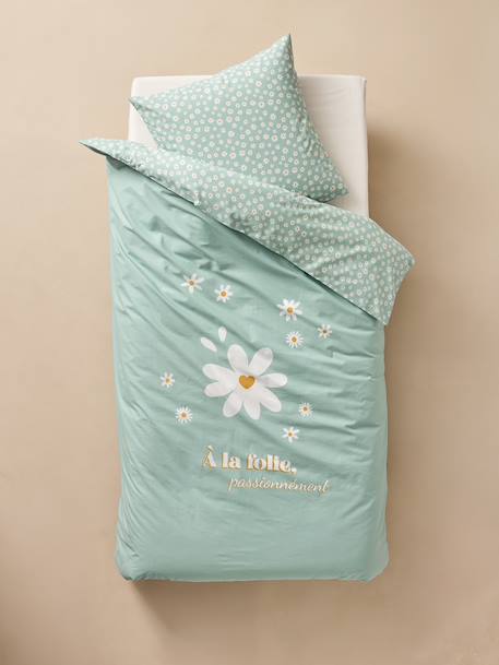 Duvet Cover & Pillowcase Set for Children, MARGUERITE printed blue 