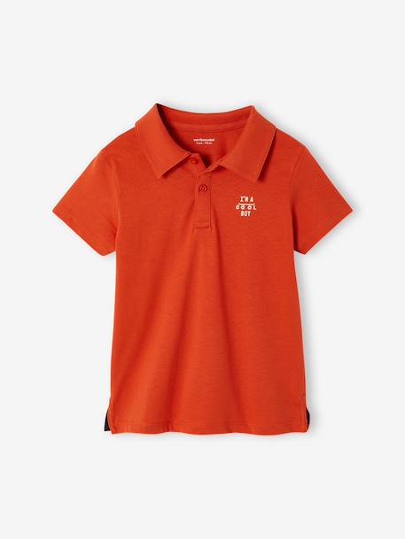 Set of 2 Plain, Short Sleeve Polo Shirts, for Boys aqua green+BLUE LIGHT SOLID WITH DESIGN+coral+orange 