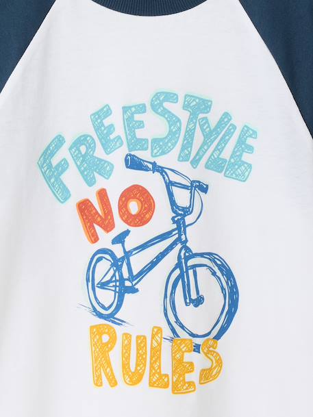 Boy's short-sleeved t-shirt emerald green+ocean blue 