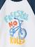 Boy's short-sleeved t-shirt emerald green+ocean blue 