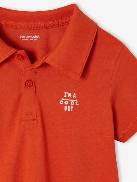 Set of 2 Plain, Short Sleeve Polo Shirts, for Boys aqua green+BLUE LIGHT SOLID WITH DESIGN+coral+orange 