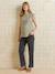 Sleeveless organic cotton nursing clothes t-shirt beige+khaki 