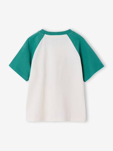 Boy's short-sleeved t-shirt emerald green+ocean blue 