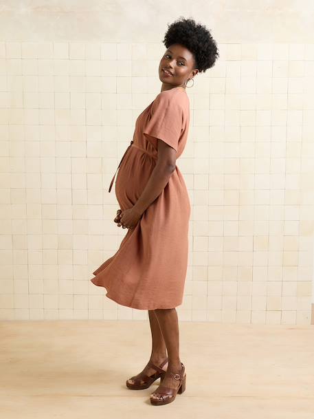 Fluid nursing clothes dress terracotta 
