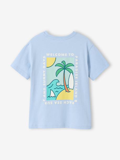 T-shirt with motif on front and back for boys dusky pink+ocean blue+sky blue+white 