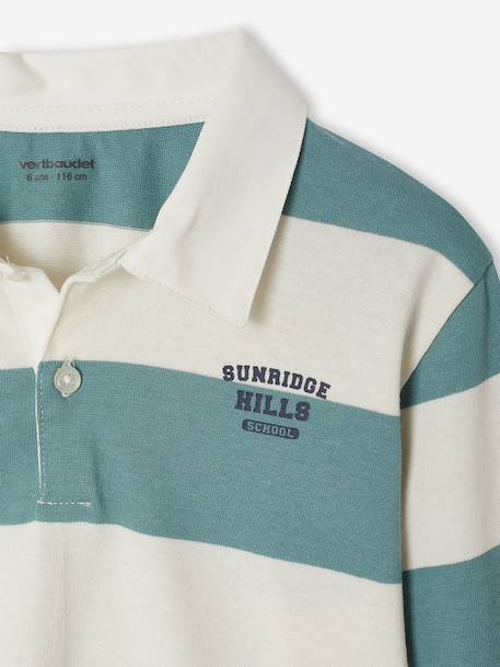 Striped Polo Shirt for Boys aqua green+green+marl grey+navy blue+ochre 