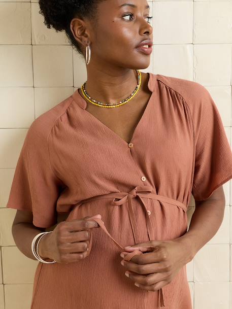 Fluid nursing clothes dress terracotta 