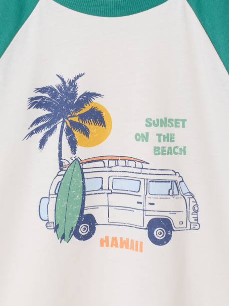 Boy's short-sleeved t-shirt emerald green+ocean blue 