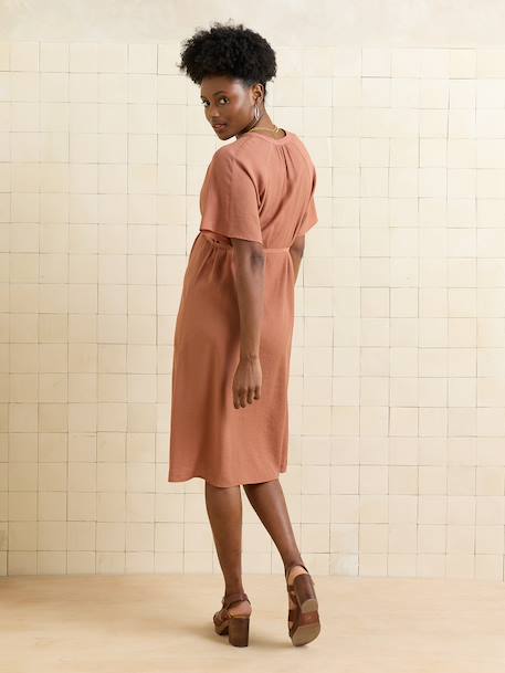 Fluid nursing clothes dress terracotta 