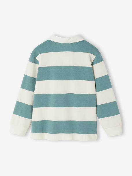 Striped Polo Shirt for Boys aqua green+green+marl grey+navy blue+ochre 