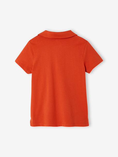 Set of 2 Plain, Short Sleeve Polo Shirts, for Boys aqua green+BLUE LIGHT SOLID WITH DESIGN+coral+orange 