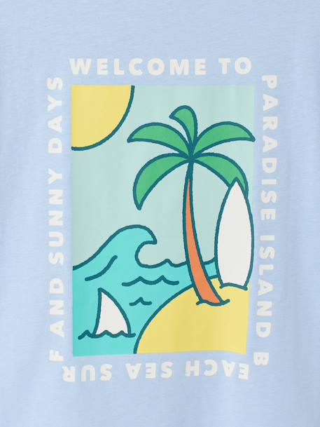 T-shirt with motif on front and back for boys dusky pink+ocean blue+sky blue+white 
