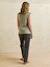 Sleeveless organic cotton nursing clothes t-shirt beige+khaki 