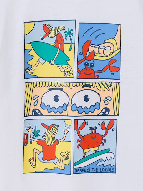 T-shirt with motif on front and back for boys dusky pink+ocean blue+sky blue+white 