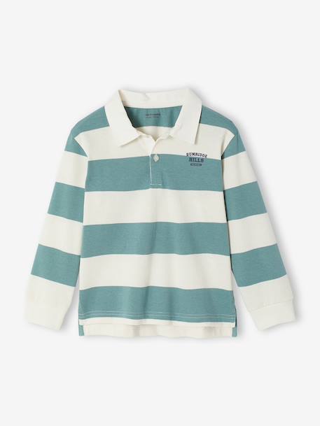 Striped Polo Shirt for Boys aqua green+green+marl grey+navy blue+ochre 