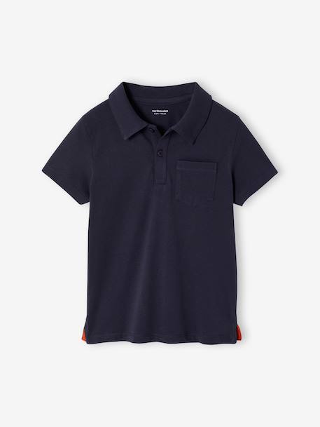 Set of 2 Plain, Short Sleeve Polo Shirts, for Boys aqua green+BLUE LIGHT SOLID WITH DESIGN+coral+orange 