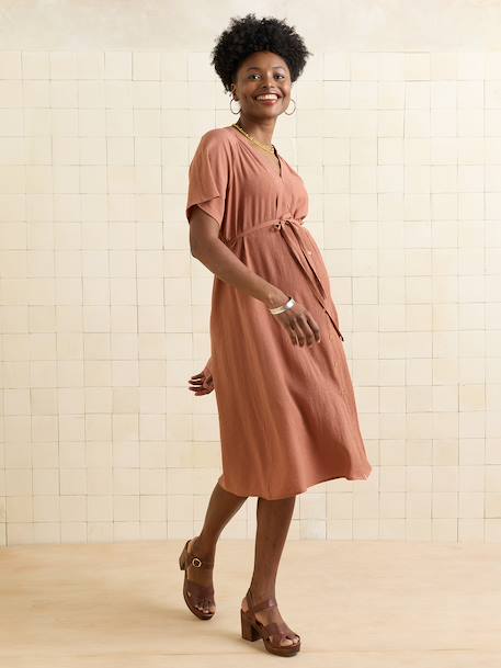Fluid nursing clothes dress terracotta 