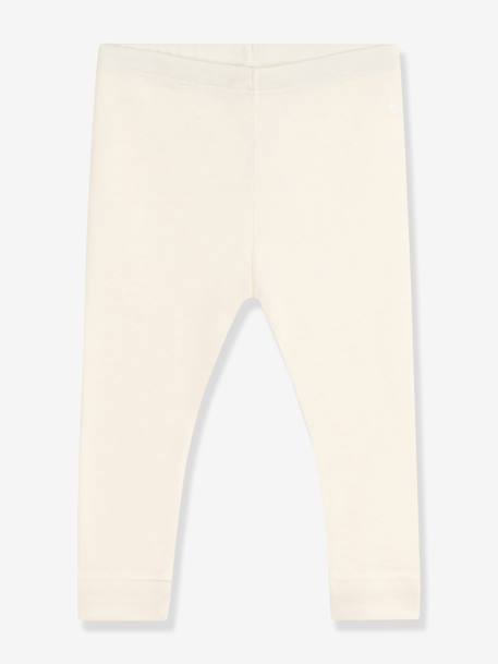 Baby leggings in plain cotton ecru 