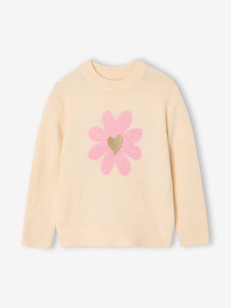 Jumper with flowers for girls vanilla 