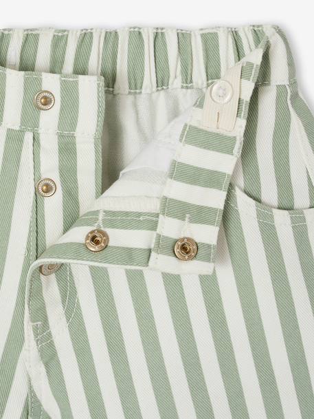 Girl's twill shorts ecru+sage green 