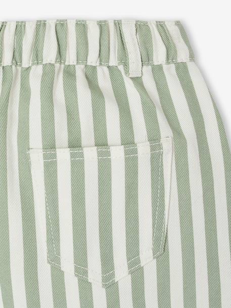 Girl's twill shorts ecru+sage green 