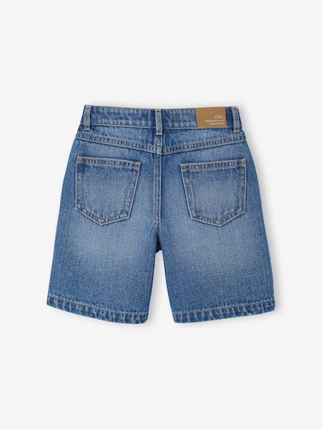 Embroidered floral denim shorts light blue+medium blue 