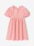 Gingham girl's dress with bows on the back coral 