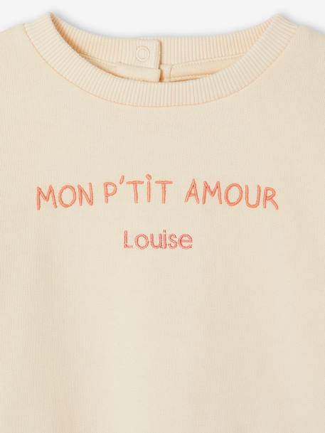 Customisable baby girl's sweatshirt pecan nut+vanilla 
